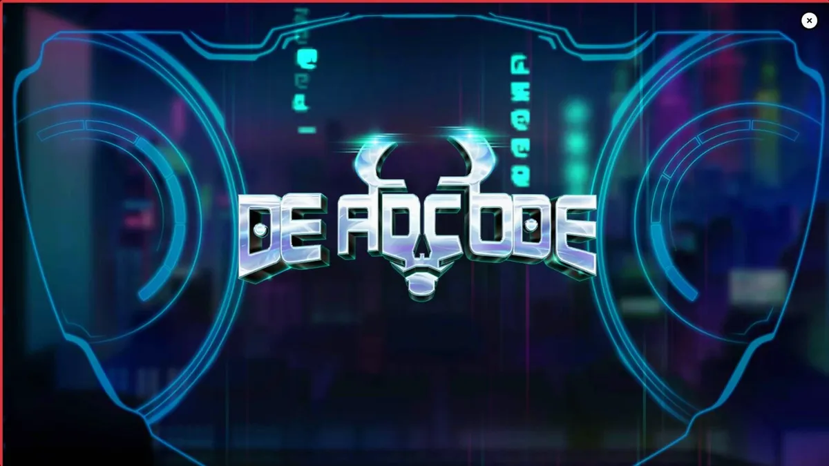 Tampilan visual futuristik dan glitch pada slot Deadcode
